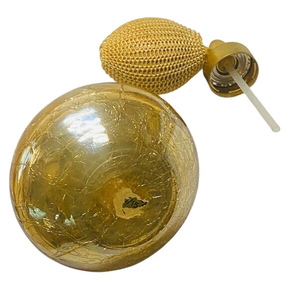 Empty HolmSpray 300/15 Perfume Atomizer Gold Crackle Glass Vanity Bottle A1057 - Picture 5 of 10
